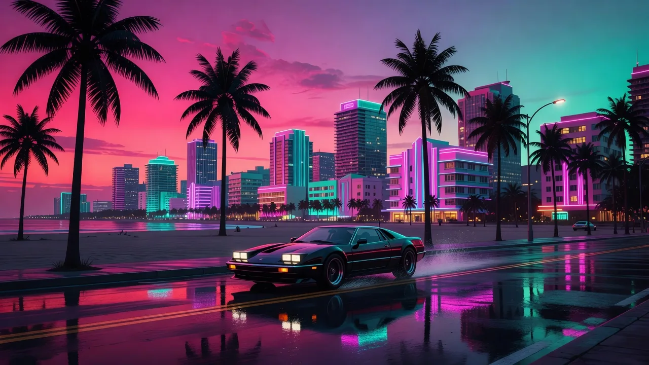 GTA 6 – Vice City Neon-Skyline bei Nacht