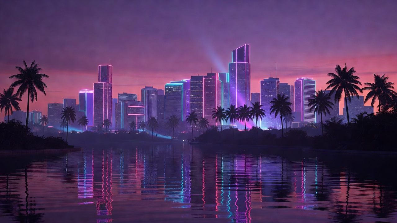 Skyline von Vice City im Bundesstaat Leonida