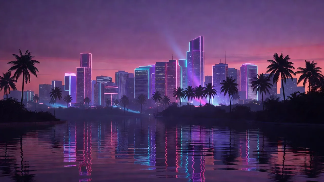 Skyline von Vice City im Bundesstaat Leonida