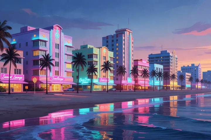 Vice City bei Nacht – eigene, stilisierte Illustration
